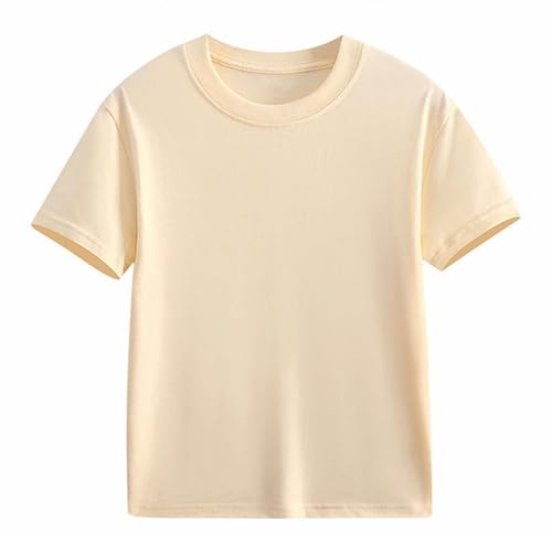 Kids Basic Solid T-Shirts Boys Girls Short Sleeve Cotton Crewneck Tees Teens Casual Loose Fit Shirts Summer Baggy Clothes