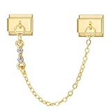 Menore Italian Charm Bracelet Gold, 9mm Italian Charms mit Anhänger Gold, Armband Zubehör, DIY Abnehmbar Edelstahl Module für Italienische Armbänder, Italian Style Charms für Damen