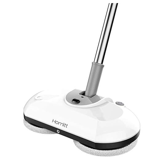 Homitt Electric Spin Power Scrubber-2019 Version, Cordless Spray Adjustable Handle and 4 Replaceable Microfiber & Reusable Mop Pads for Cleaning Hardwood Floor and Tile, 48 Inch, White