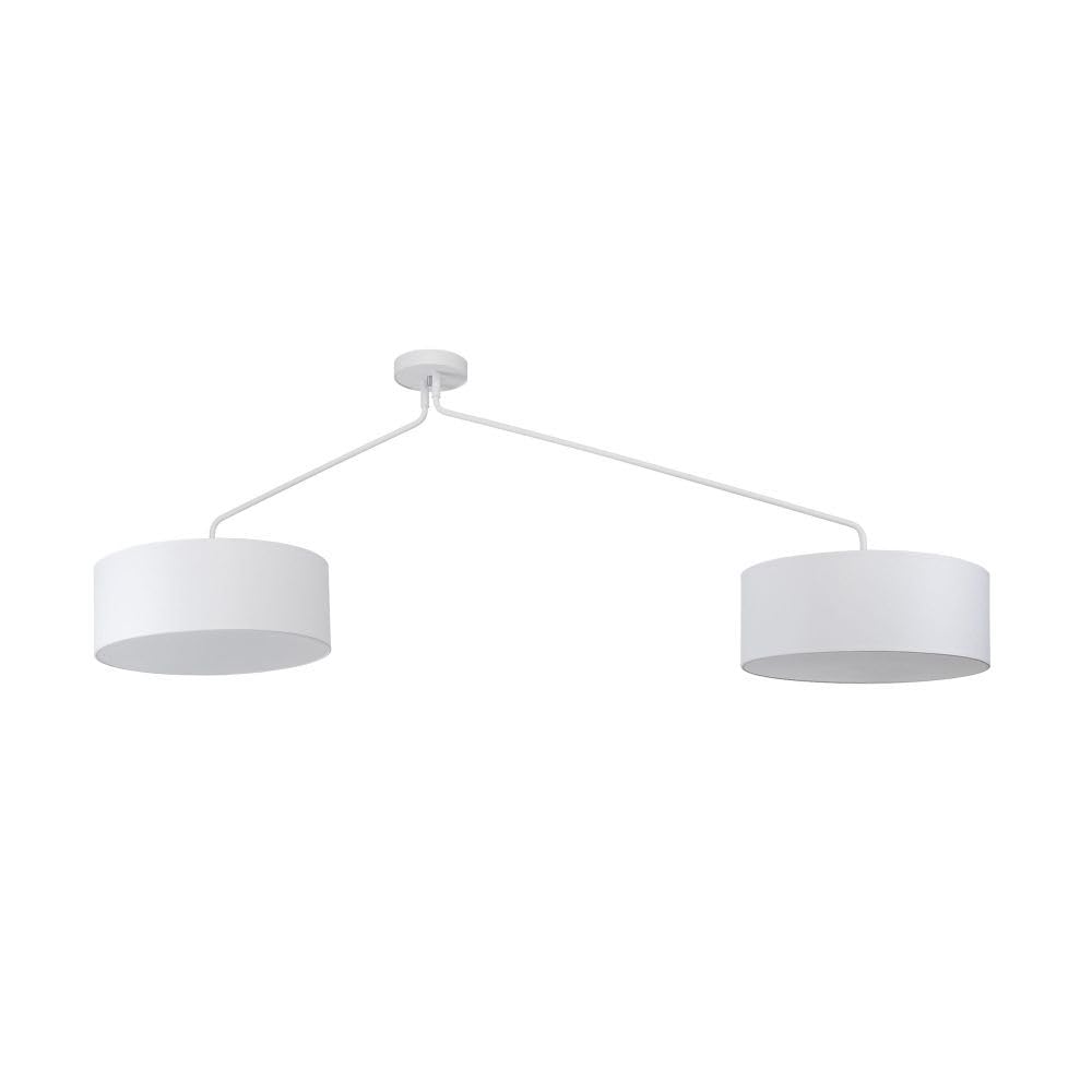 Licht-Erlebnisse XXL Deckenlampe Weiß verstellbar 100-156cm lang Stoffschirm 6x E27 KELLEY Deckenleuchte Schlafzimmer