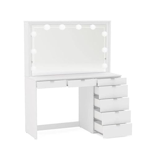 Penteadeira Ditália 7 Gavetas Branco c/Kit Luz Camarim