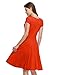 MISSKY Women's Short Sleeve V Neck Knee Length Swing Summer Dress (S,Orange)