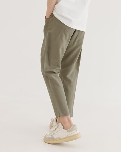 CUNYI Boys Linen Pants Lightweight Breathable Beach Pants Pull-on Casual Outfits with Elastic Waist4