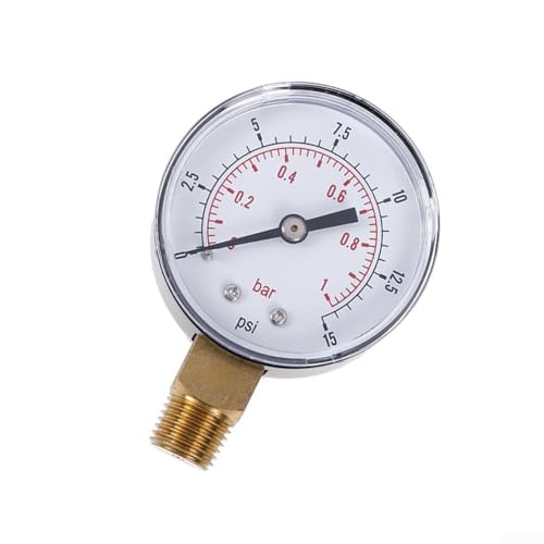 Manomètre basse pression 50 mm 0-15 PSI 0-1 bar standard pour carburant et eau Connexion 1/4BS