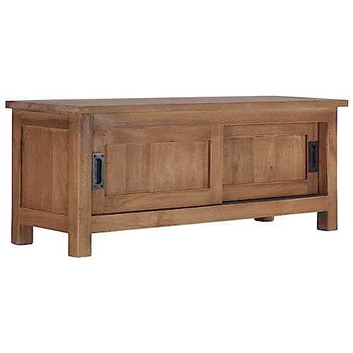 vidaXL Meuble TV Armoire Basse Meuble Divertissement Meuble Multimédia Salon Salle de Séjour Maison Intérieur 90x30x35 cm Bois de Teck Massif
