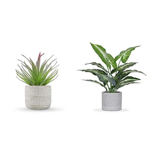 Der Rose Bundle of Artificial Succulents and 16" Small Fake Plants for Office Desk Shelf Bathroom Home Decor