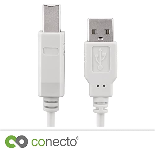 conecto USB 2.0 Cable/Printer Cable, USB A Male to USB B Male, 480 Mbit/s, White, 3.00 m, 3.00m - Image 4