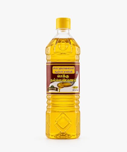 Image of MITVIK 100% Pure Cold Pressed Sesame /Gingelly Oil | Traditional Cold Pressed Sesame Oil | Unrefined & Naturally Filtered | No Chemicals or Preservatives | Rich Aroma for Everyday Cooking. (500 ml)