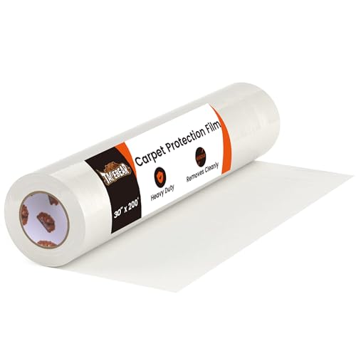 TAPEBEAR Teppich-Schutzfolie selbstklebend 76cm x 61m (500 sq.ft) - Abziehbar rückstandsfrei für Malerarbeiten Umzug Baustelle & Besichtigung