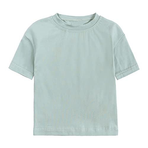 Boys Girls Basic Tees for Toddler Baby Short Sleeve Solid Color T Shirts Crewneck Cotton Undershirts Cute Summer Tops