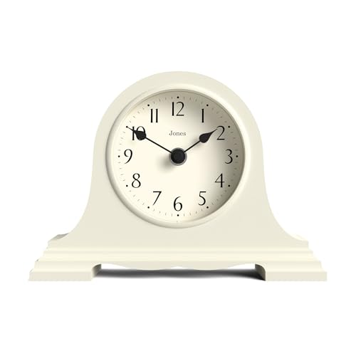 JONES CLOCKS® Speakeasy Horloge de cheminée | Classique Design à Chapeau de Napoléon | Crème pâle | Style Classique Contemporain pour Bureau, Table, étagère ou Table de Chevet