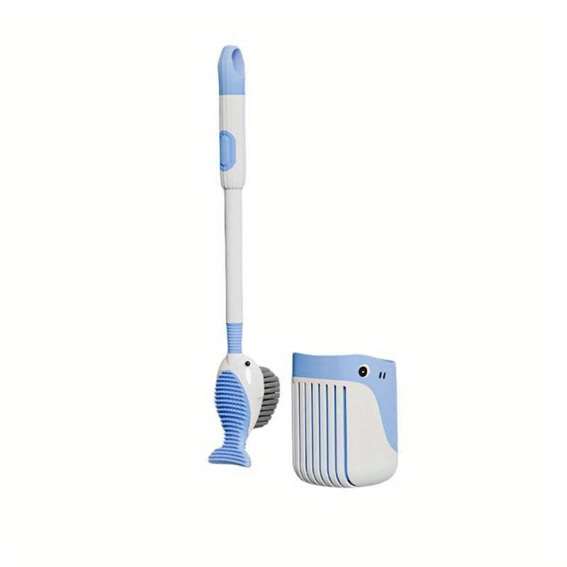 Whale-Shaped Toilet Brush with Soap Dispenser, Dual Sided Toilet Plunger, Wall-Mounted, Easy-Clean Plastic Bathroom Accessory, Universal Design, Lightweight, Playful Design for Modern Bathroom-image-21