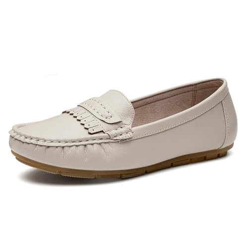 Image of Women's Business Loafers Work Casual Flats Shoes Lightweight Penny PU Leather Slip On Walking Shoes