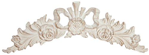 Biscottini Sopraporta Fregio Mensola Decoro Decori da Parete in Legno Finitura bianco Anticato L 73 x PR 4 x H 26 cm Made in Italy