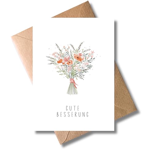 WBdesignz Genesungskarte Karte Gute Besserung Blumenstrauß Mohn Pastel - Genesung Karte Gesundheit Besserungswünsche (DIN A6)