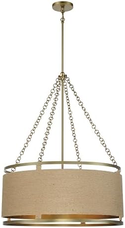 Minka Lavery 3866-695 Windward Passage Pendant, 6-Light, 360 Total Watts, 26.5-in H x 34-in W, Soft Brass