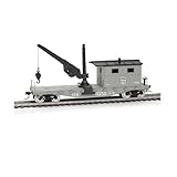 Cpinmicn HO Scale 40' Work Caboose with Crane, Gray and Black, Model Train Freight Car, 15.5 x 3.3 x 7.5 cm, Metal Wheels and Couplers