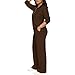 PINSV Women's 2 Piece Outfits Sweatsuit Lapel Half Zip Sweatshirts Wide Leg Pants Set Tracksuit Dark Brown L