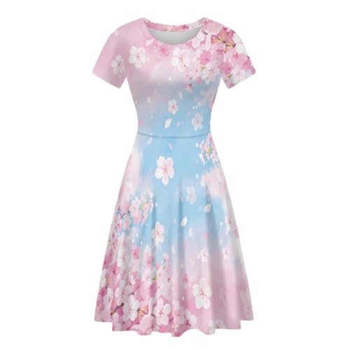 Image of AFPANQZ Womens Casual Summer Lightweight Vintage Dress Short Sleeve Midi Dress Knee-Long Luxury Formal Dress