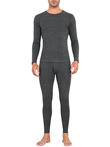 Charmo Ensemble de sous-vêtements thermiques pour homme - Haut à manches longues - Pantalon long, gris foncé, M Cover