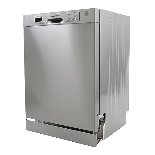 West Bend WB120BDWVSS Dishwasher 24-Inch Built in with 3 Wash Options and Automatic Cycles, Stainless Steel Construction with Electronic Control LED Display, Low Noise Rating, 57 dBA, Metallic