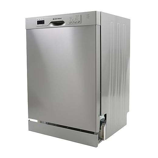West Bend Dishwasher 24-Inch Built In with 3 Wash Options and Automatic Cycles, Stainless Steel Construction with Electronic Control LED Display, Low Noise Rating, 57 dBA, Metallic