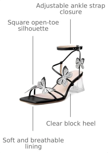Image of Zamikoo Women's Heeled Sandals Square Open Toe Ankle Strap Block Heels Strappy Clear Heels Chunky Low Heels