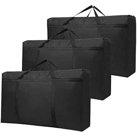 Voency 3 Pack 180L Extra Large Under Bed Storage Bags, Thickened Sturdy 600D Oxford Moving Organizer Bags, Waterproof Heavy Duty Foldable Portable Bag for Duvet, Blankets, Clothes, Bedding, Travel Cover