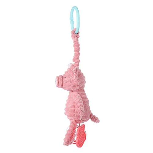 Image of Apricot Lamb Baby Stroller or Car Seat Activity and Teething Toy, Features Plush Pig Character, Gentle Rattle Sound & Soft Teether, 8.5 Inches