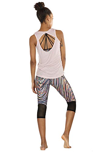 Image of icyzone Yoga Tops Activewear Workout Clothes Open Back Fitness Racerback Tank Tops for Women
