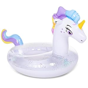 JOYIN Aufblasbare Einhorn Glitzer Schwimmring