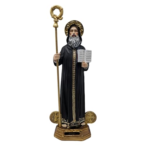 Estatua de San Benito 12 pulgadas Resina Religiosa