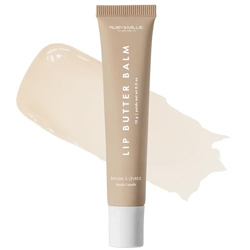 Ruby & Millie Tinted Lip Balm Vanilla - Hydrating Vanilla Lip Balm - Moisturizing Lip Butter Balm Treatment - Glossy Vegan Lipbalm 0.5 Oz