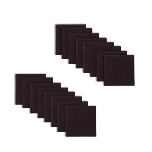 JAKOUE Furnigear 1.5x1.5 Inch Square Felt Furniture Pads, 18Pcs Self-Adhesive Floor Protectors for Chair Legs, Hardwood Floors - Cuttable, Anti-Scratch, Brown