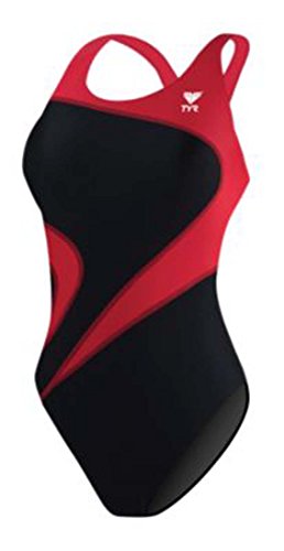 TYR Youth Alliance T-Splice Maxfit Swimsuit, Black/Red, 24