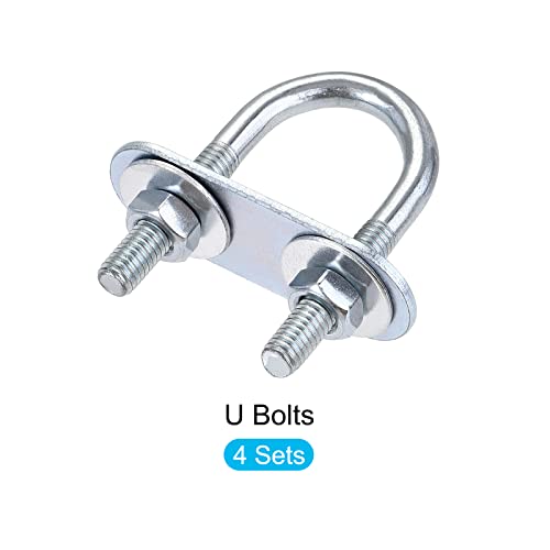 Image of METALLIXITY U Bolts 4 Sets (M6x20x50mm), Round U Bolt Steel with Accessories - for Construction, Pipe