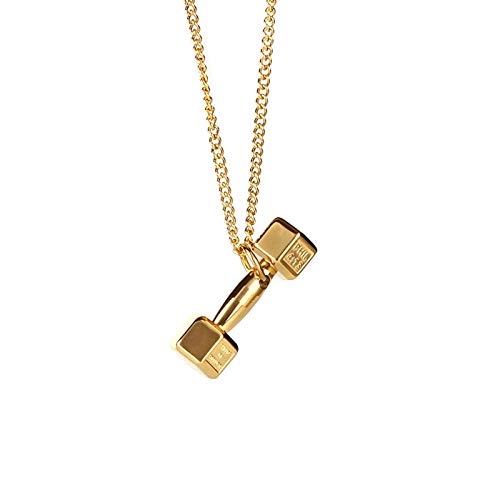 Bijoux couple fitness avec collier pendentif haltère en titane et acier