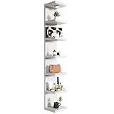White 7-Tier Vertical Wall Shelf Unit with USB Rechargeable Led Light (Remote Controlled),Versatile Floating Display Shelves,Lack Style Wall Shelves for Bedroom,Living Room,Office Decor,Vanity