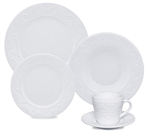 1 Aparelho De Jantar/chá 30 Peças Serena White - Nm31-7600 Oxford Daily Branco