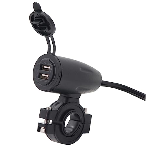 BIUDECO Dual USB Car Charger 4.8a Fast Charging 18awg Thick Cable Waterproof Cover On/Off Switch 1.2m for Motorbike