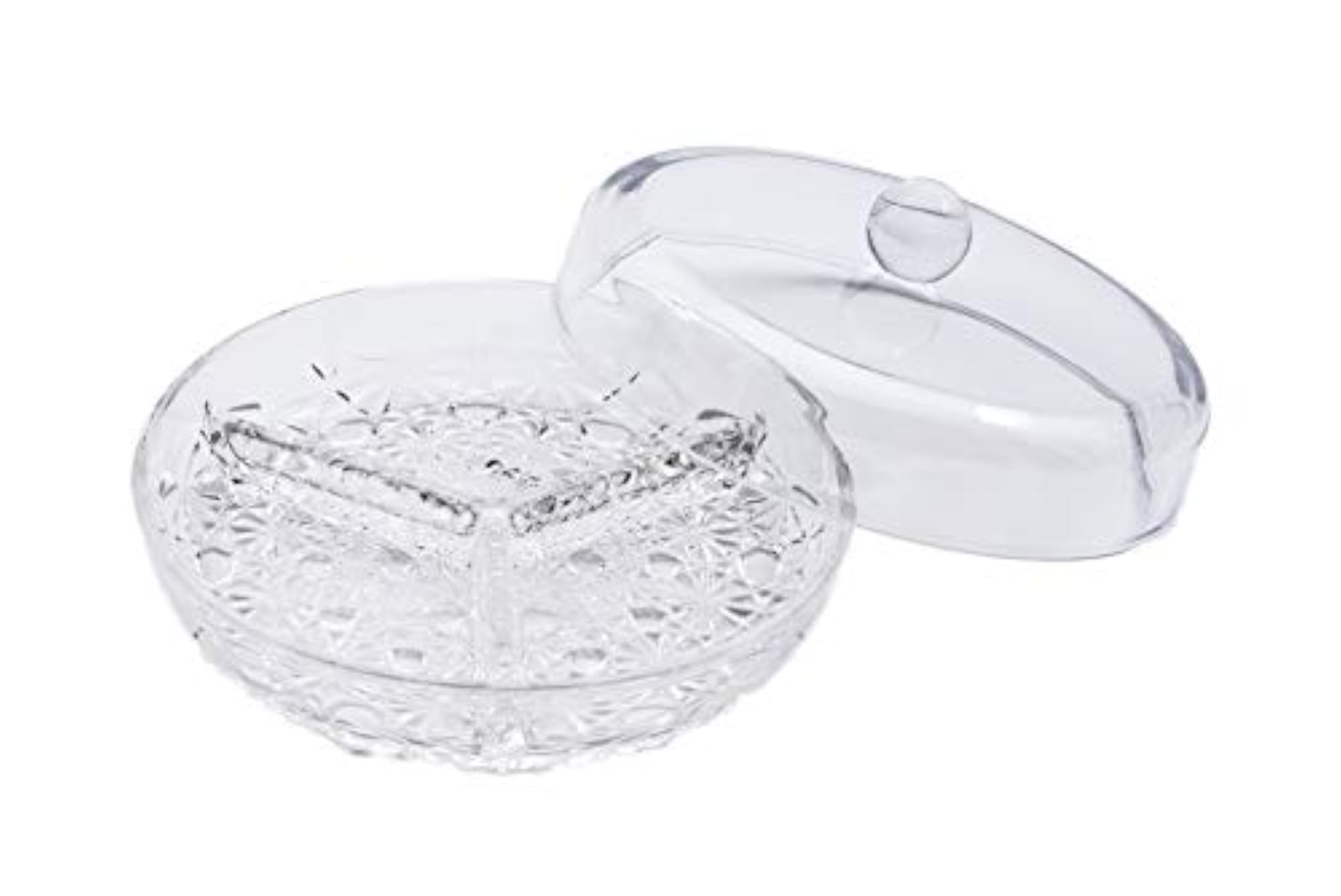 3-Section Round Snack and Condiment Tray With Cover
