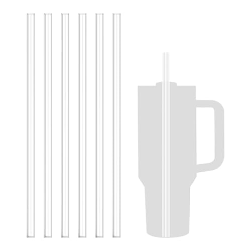 KUKUPOW 6 Cannucce Riutilizzabili, Cannuccia per Borraccia, Cannucce Stanley Cup, Cannuccia Trasparente, Con 1 Spazzola, 31x10cm