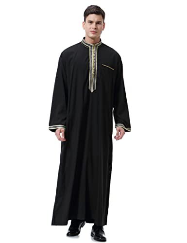 Muslim Thobe for Men Islamic Clothing Moroccan Jalabiya for Men Eid Dubai Robes4