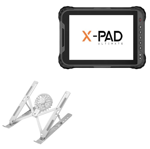 BoxWave Stand and Mount Compatible with Geomax Zenius800 (8 in) - QuickSwitch Stand with Cooling Fan, Portable, Multi Angle Viewing Ventilator - Metallic Silver