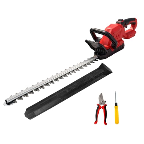 Cortasetos de 52 cm de largo, compatible con baterías Milwaukee de 18 V, motor sin escobillas, cortasetos eléctrico, 15 mm, distancia entre dientes, cabezal giratorio de 180° (sin batería) (rojo)