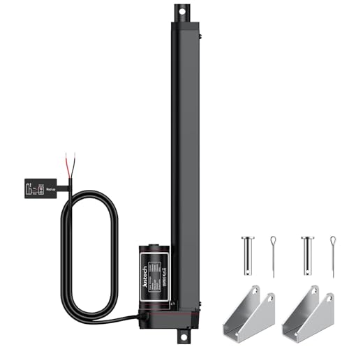 Justech 12V Heavy-Duty Linear Actuator 330LBS/1500N-12inch/300mm Silent IP65 Electric Actuator with Brackets for Electric Windows, RV Adjustments, Solar Trackers, Industrial Machinery
