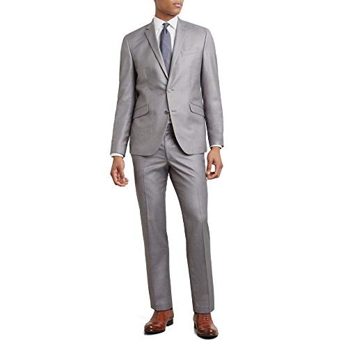 Kenneth Cole REACTION Men's Techni-Cole Stretch Slim Fit Suit Separate Blazer (Blazer, Pant, and Vest), Light Grey Basketweave, 38 Regular3