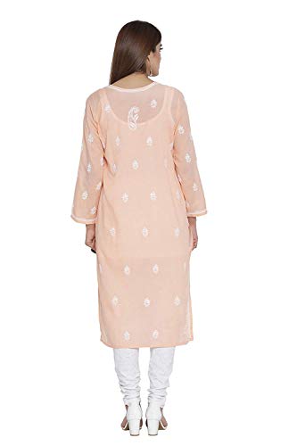 Image of Ada Women's Cotton Regular Fit Tunic Hand Embroidered Lucknowi Chikankari Ethnic Wear Kurta Kurti A130717