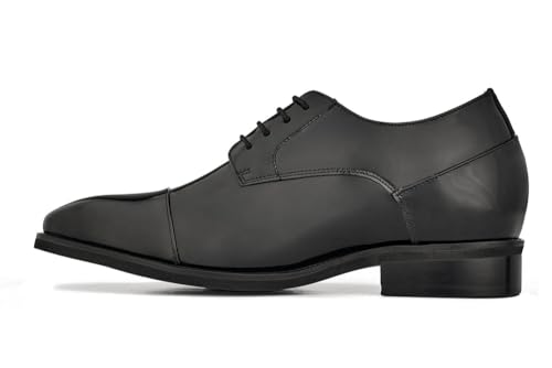 CALTO Men's Invisible Height Increasing Elevator Shoes - Black Patent Leather Lace-up Formal Dress Oxfords - 3 Inches Taller - Y3270- Size 11.5 D(M) US3