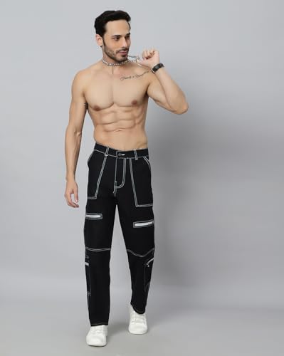 Image of Men's Cotton Adjustable Waistband Slim Fit Comfortable and Stylish Athletic Jeans